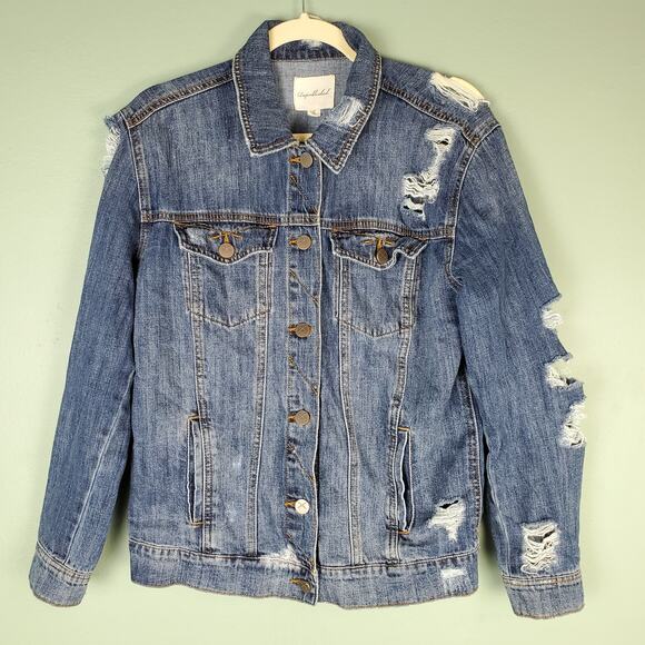 Unpublished Distressed Jean Jacket Size Small - Picture 1 of 6